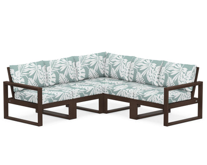 POLYWOOD® EDGE 5-Piece Modular Deep Seating Set in Mahogany / Leaf Glacier Spa