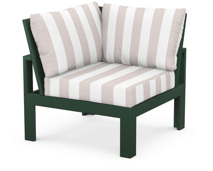 Unbranded Modular Corner Chair in Green / Cabana Stripe Dune Burlap