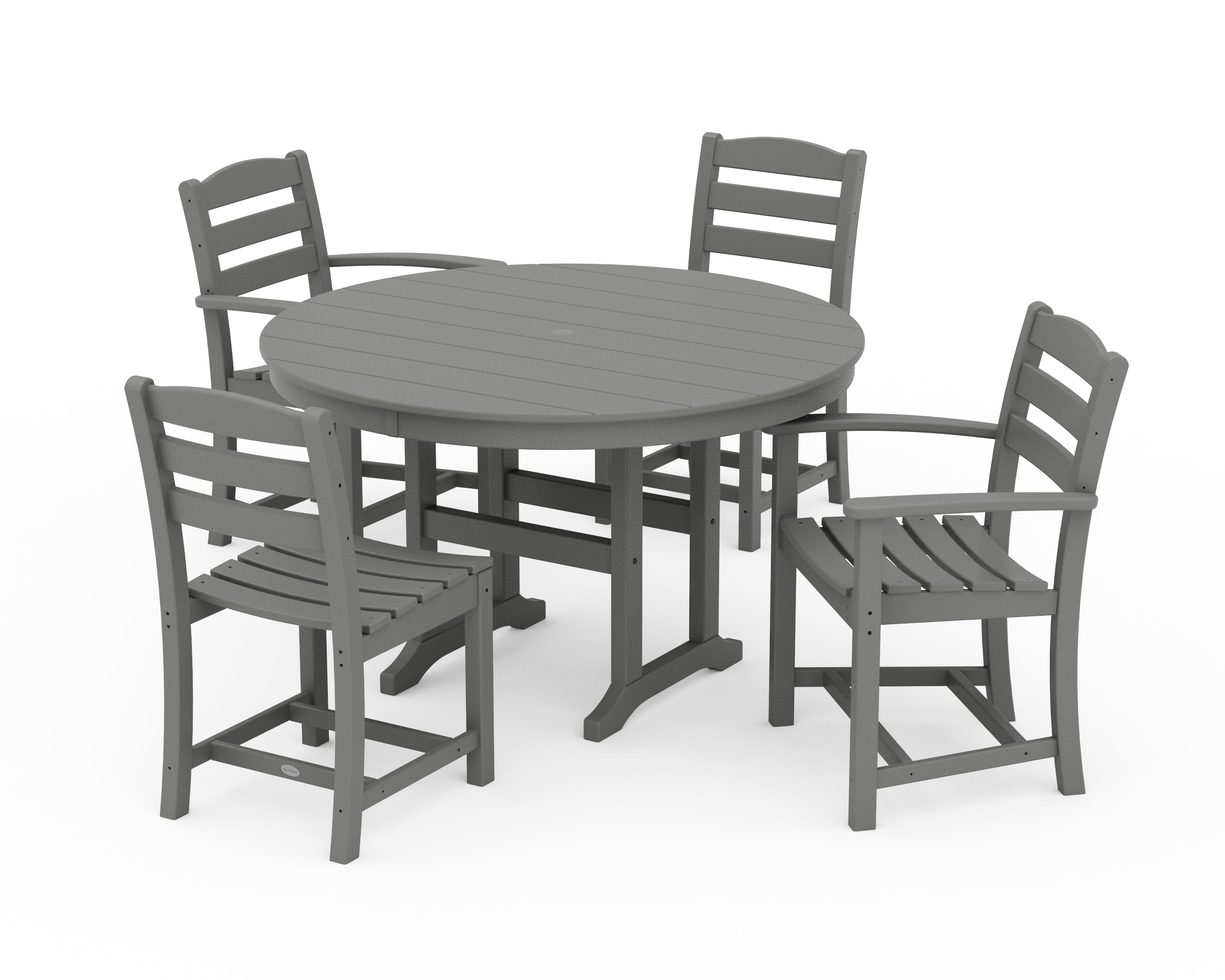 POLYWOOD® La Casa Café 5-Piece Round Farmhouse Dining Set in Slate Grey