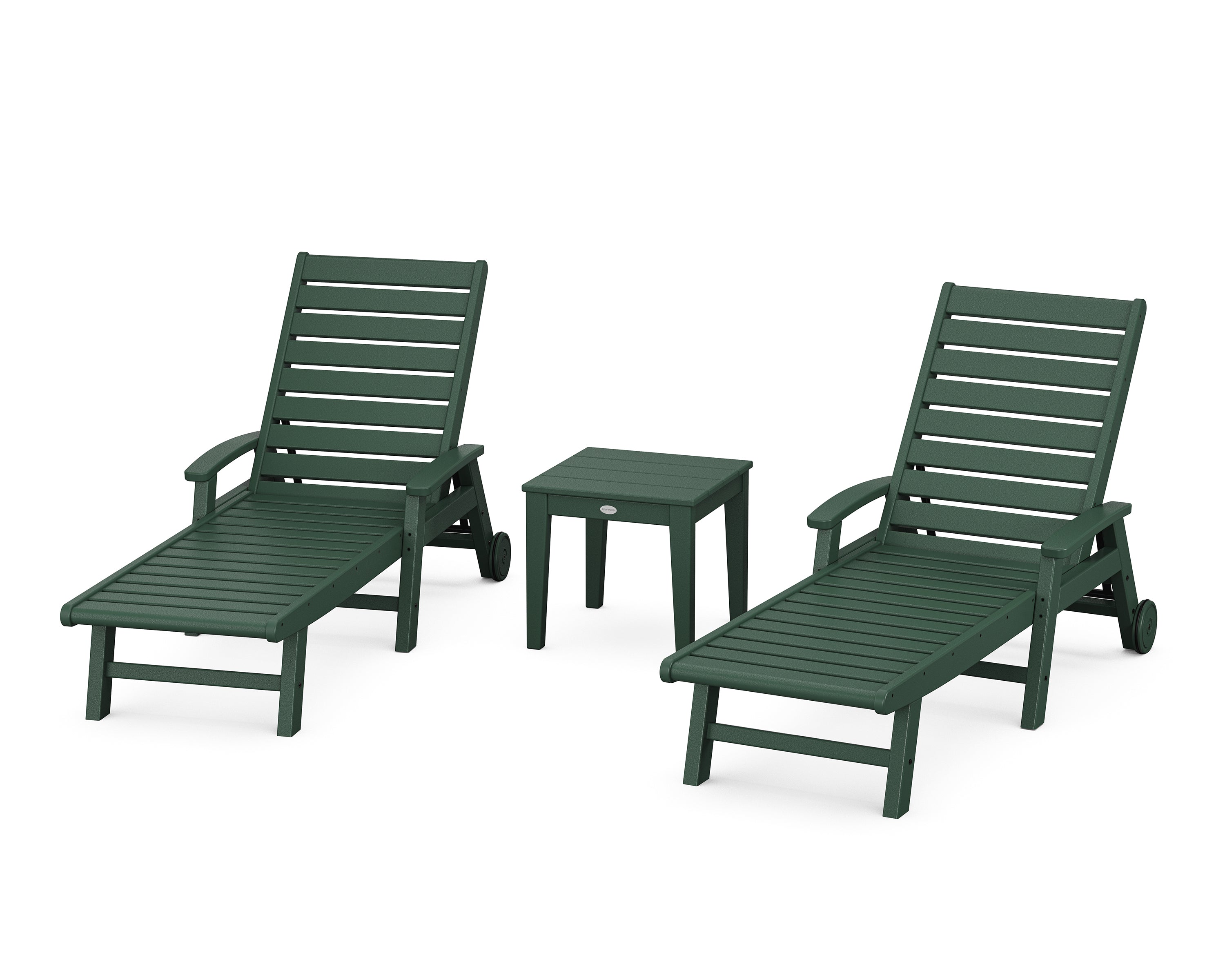 POLYWOOD® Signature Chaise 3-Piece Set with Wheels in Green