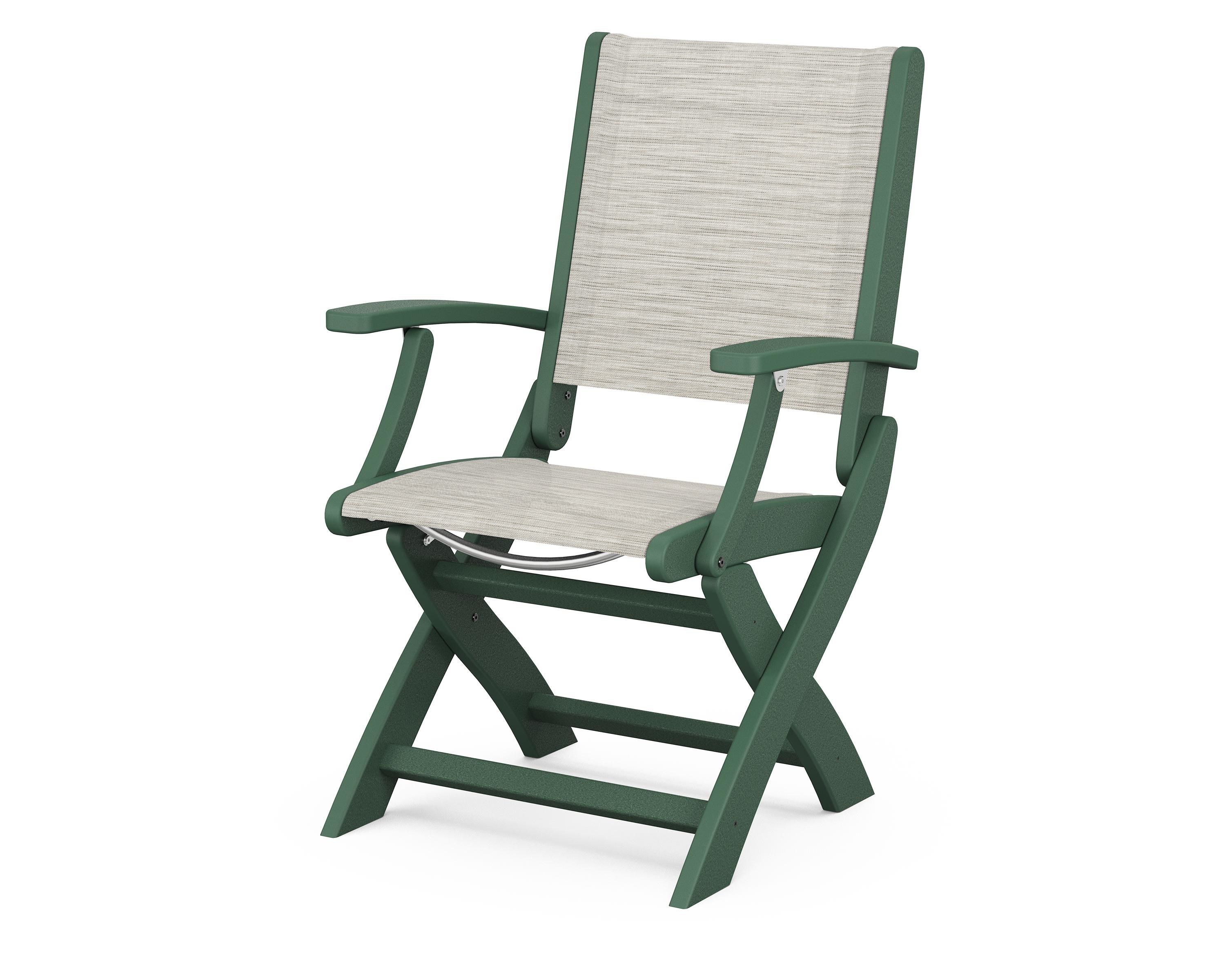 POLYWOOD® Coastal Folding Chair in Green / Birch Sling