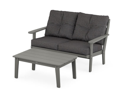 POLYWOOD® Lakeside 2-Piece Lounge Loveseat Set in Slate Grey / Ash Charcoal