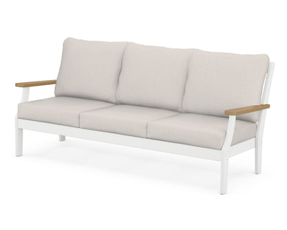POLYWOOD® Braxton Deep Seating Sofa in White / Natural / Cast Ash
