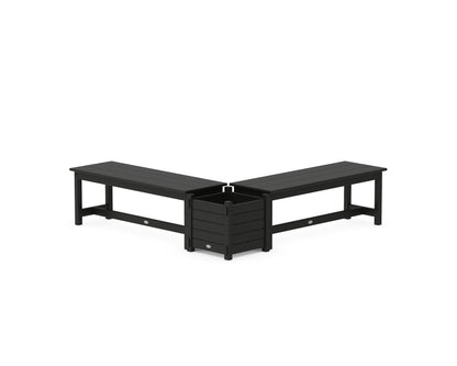 POLYWOOD® 48" Nautical L- Shaped Planter Bench Set in Black