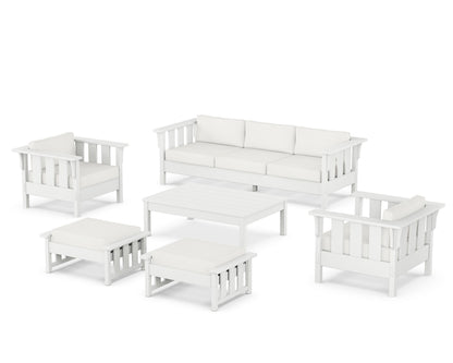 Martha Stewart by POLYWOOD® Acadia 6-Piece Lounge Sofa Set in White / Natural Linen