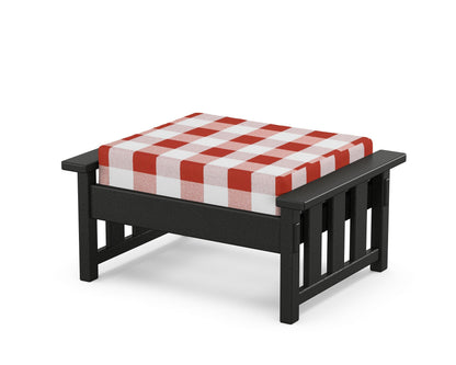 Martha Stewart by POLYWOOD® Acadia Deep Seating Ottoman in Black / Buffalo Plaid Crimson