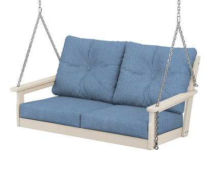 POLYWOOD® Vineyard Deep Seating Swing in Sand / Sky Blue