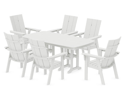POLYWOOD® Modern Curveback Adirondack 7-Piece Dining Set in White