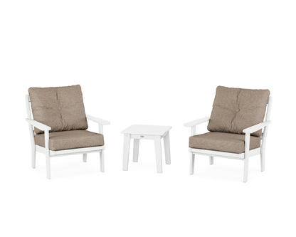POLYWOOD® Mission 3-Piece Deep Seating Set in White / Spiced Burlap
