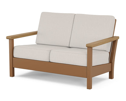 POLYWOOD® Harbour Deep Seating Loveseat in Teak / Natural / Cast Ash