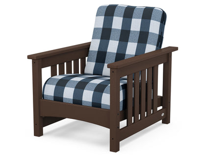 POLYWOOD® Club Mission Chair in Mahogany / Buffalo Plaid Marine Indigo