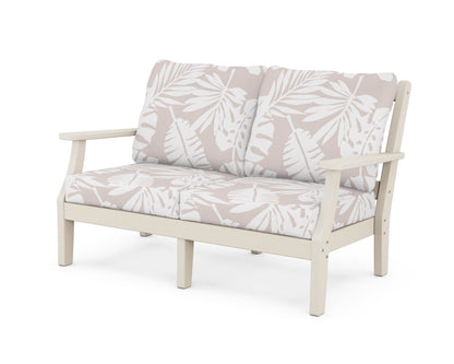 Martha Stewart by POLYWOOD® Chinoiserie Deep Seating Loveseat in Sand / Leaf Dune Burlap
