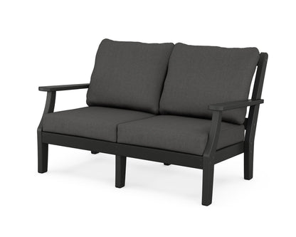 Martha Stewart by POLYWOOD® Chinoiserie Deep Seating Loveseat in Black / Spectrum Carbon