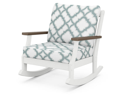 POLYWOOD® Braxton Deep Seating Rocking Chair in White / Kona / Trellis Glacier Spa