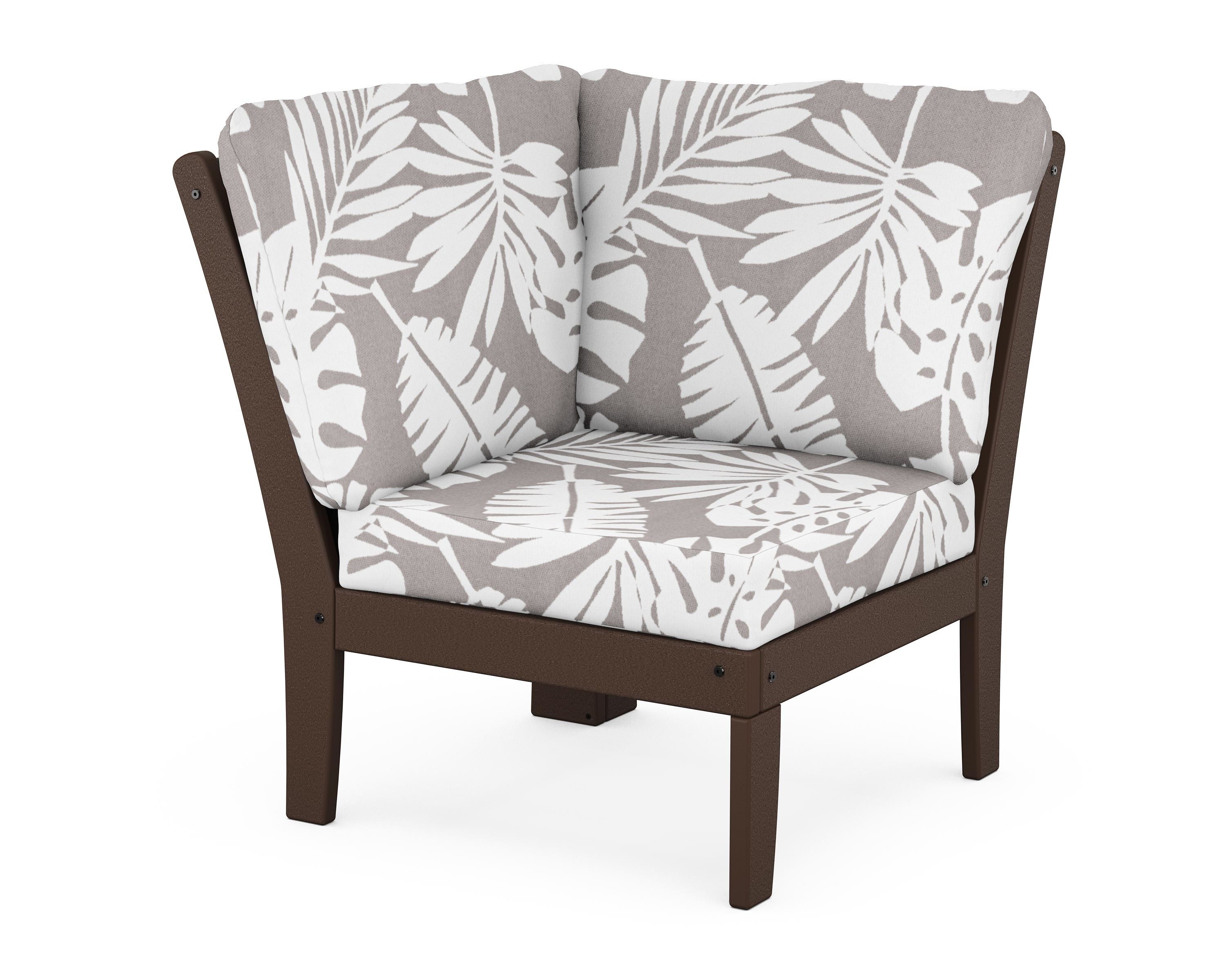 POLYWOOD® Braxton Modular Corner Chair in Mahogany / Leaf Grey Mist