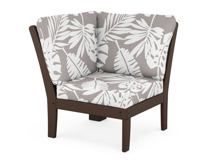 POLYWOOD® Braxton Modular Corner Chair in Mahogany / Leaf Grey Mist