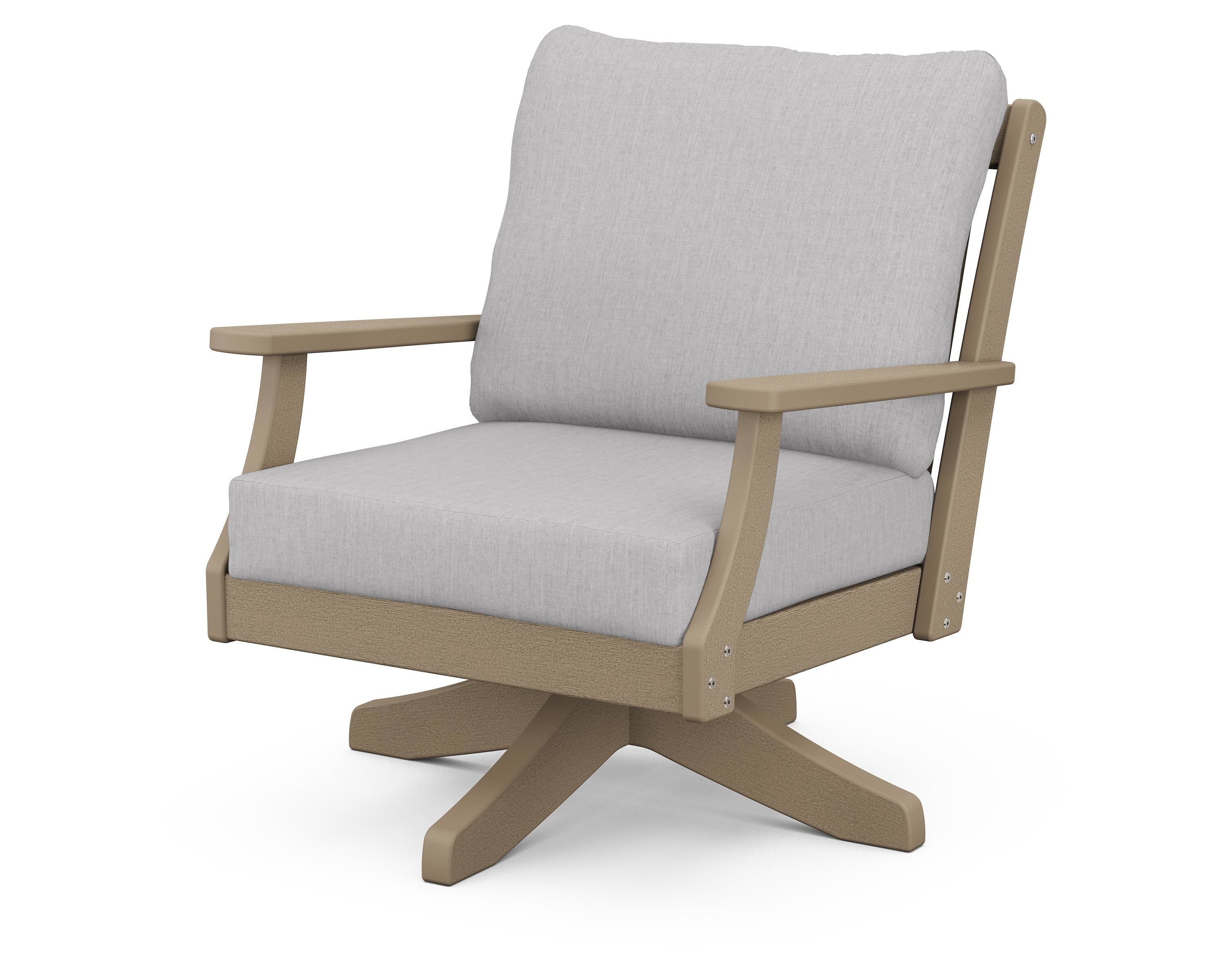 POLYWOOD® Braxton Deep Seating Swivel Chair in Vintage Sahara / Granite