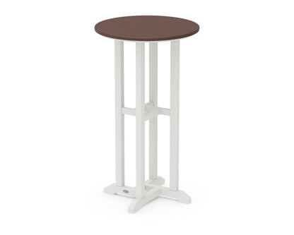 POLYWOOD® Contempo 24" Round Bar Table in White / Mahogany