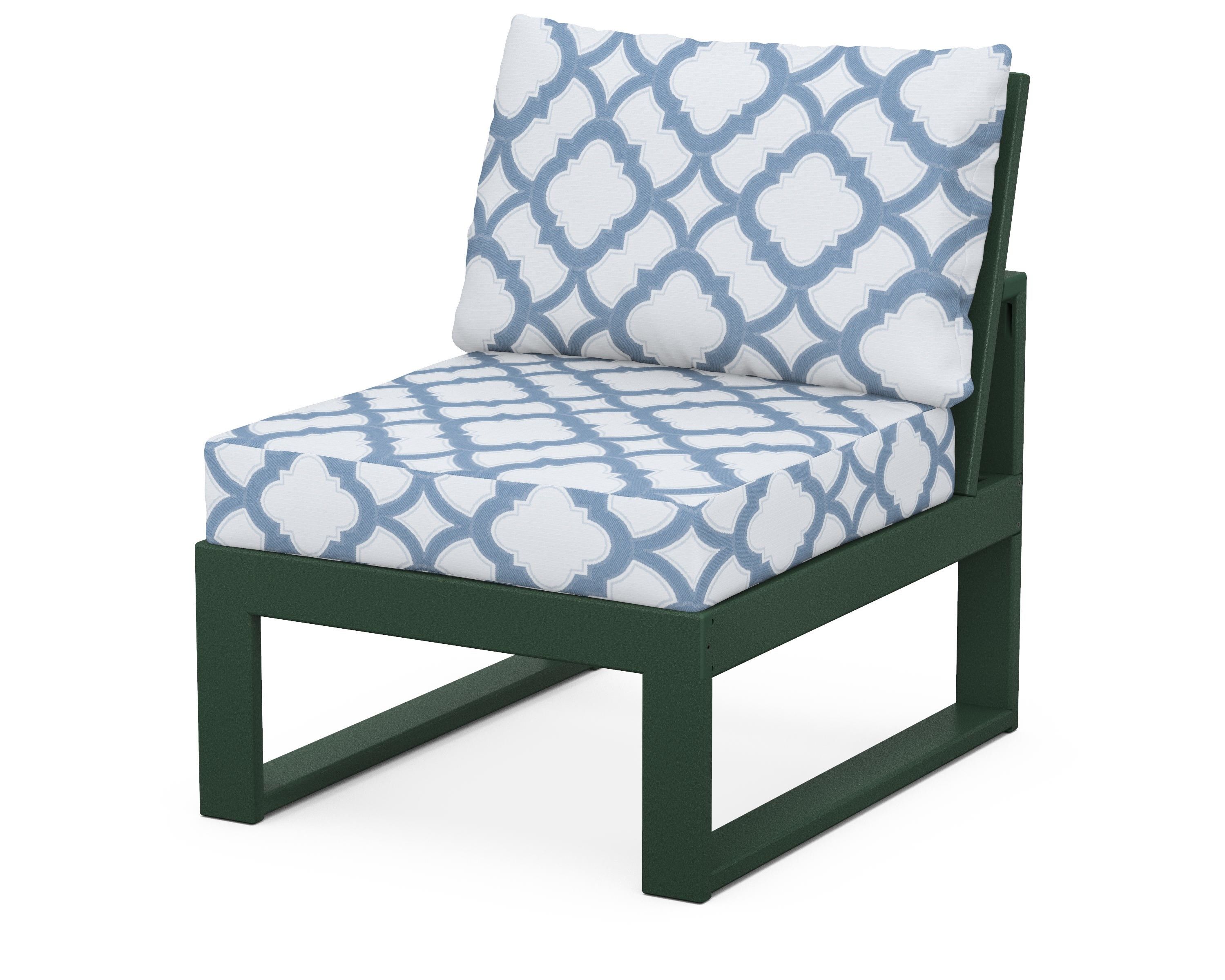 Unbranded Modular Armless Chair in Green / Trellis Sky Blue