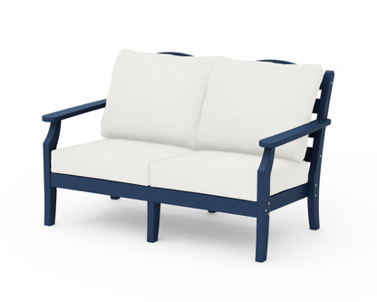 Draper James™ by  POLYWOOD® Savannah Deep Seating Loveseat in Navy / Natural Linen