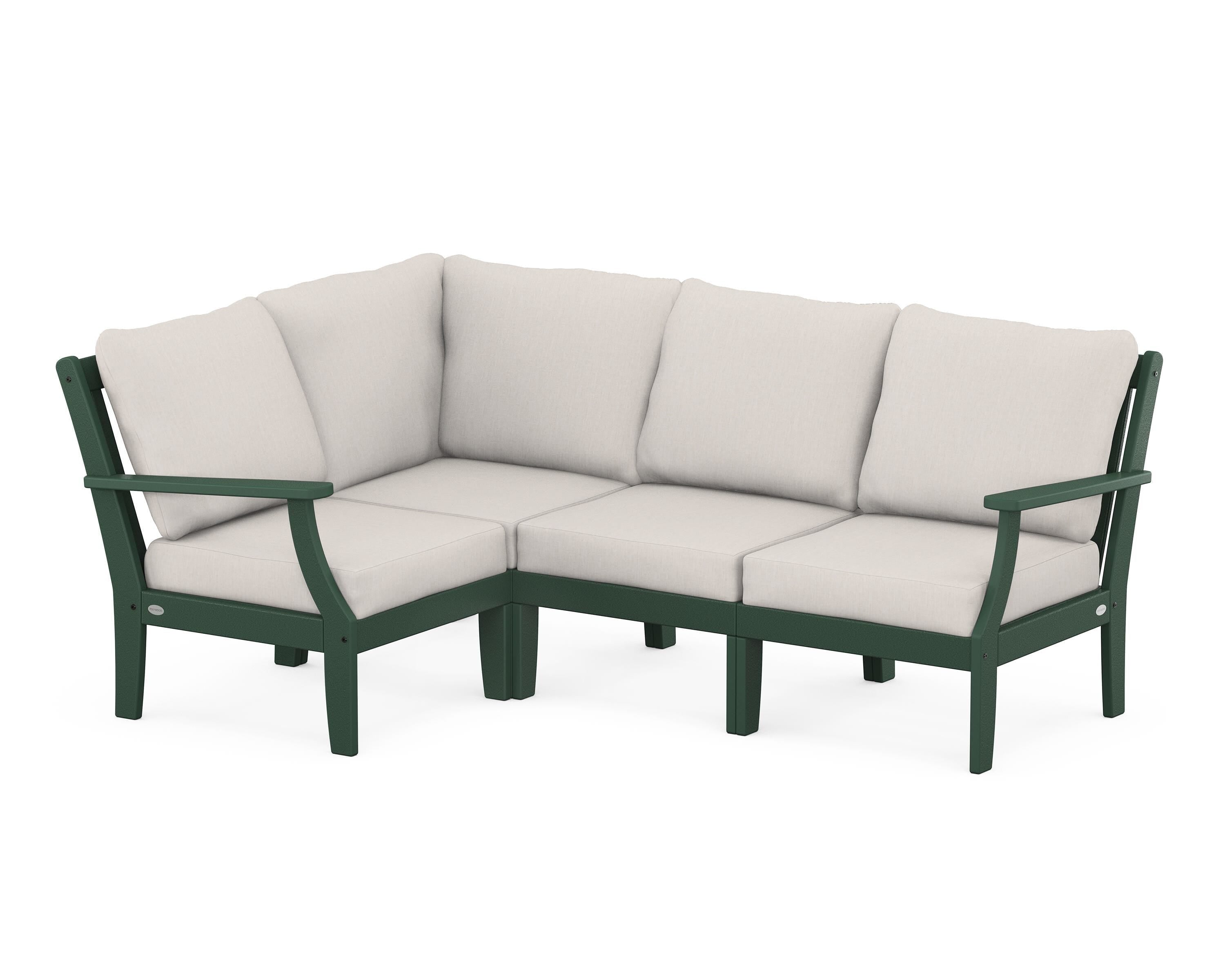 POLYWOOD® Braxton Modular 4-Piece Deep Seating Set in Green / Cast Ash