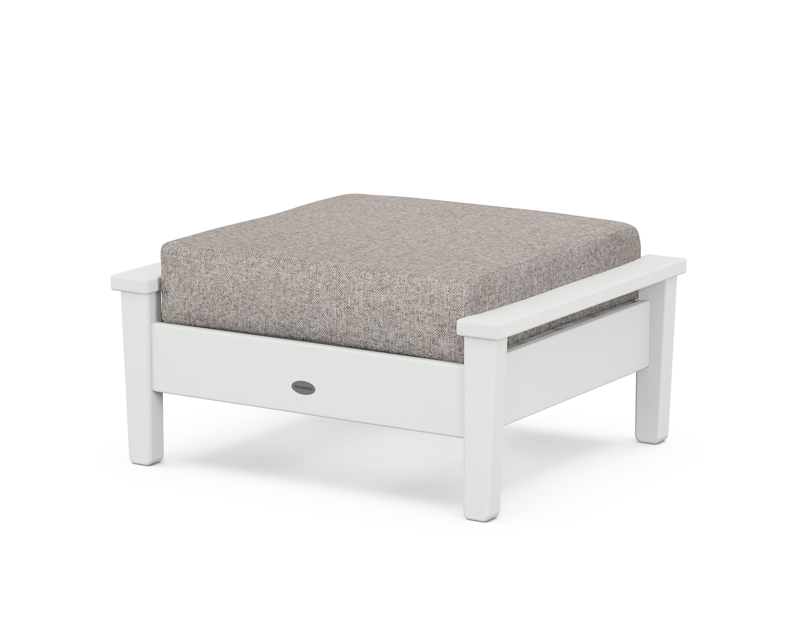 POLYWOOD® Prescott Deep Seating Ottoman in White / Weathered Tweed