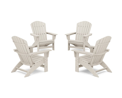 POLYWOOD® 4-Piece Nautical Grand Adirondack Chair Conversation Set in Sand