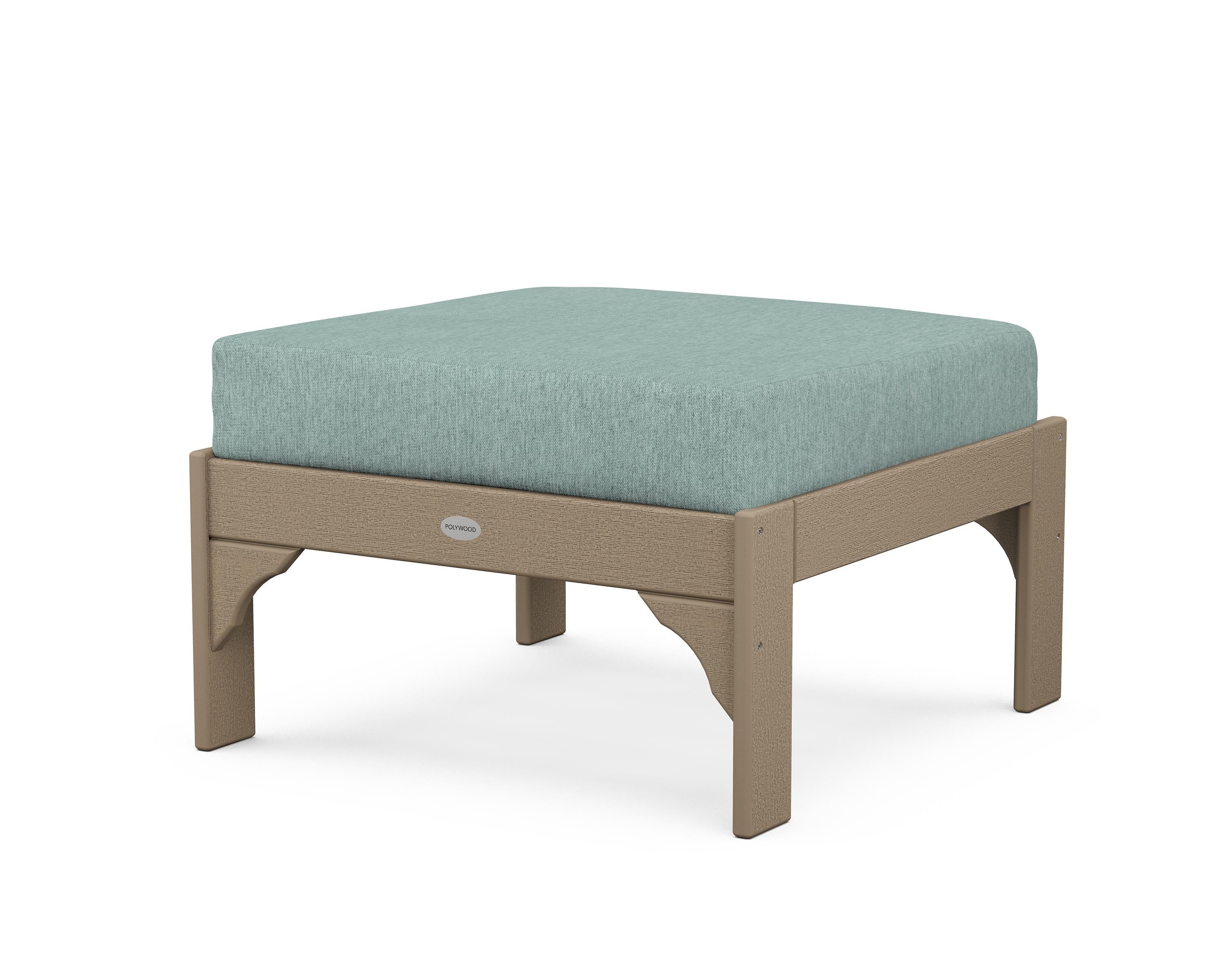POLYWOOD¬Æ Vineyard Deep Seating Ottoman in Vintage Sahara / Glacier Spa