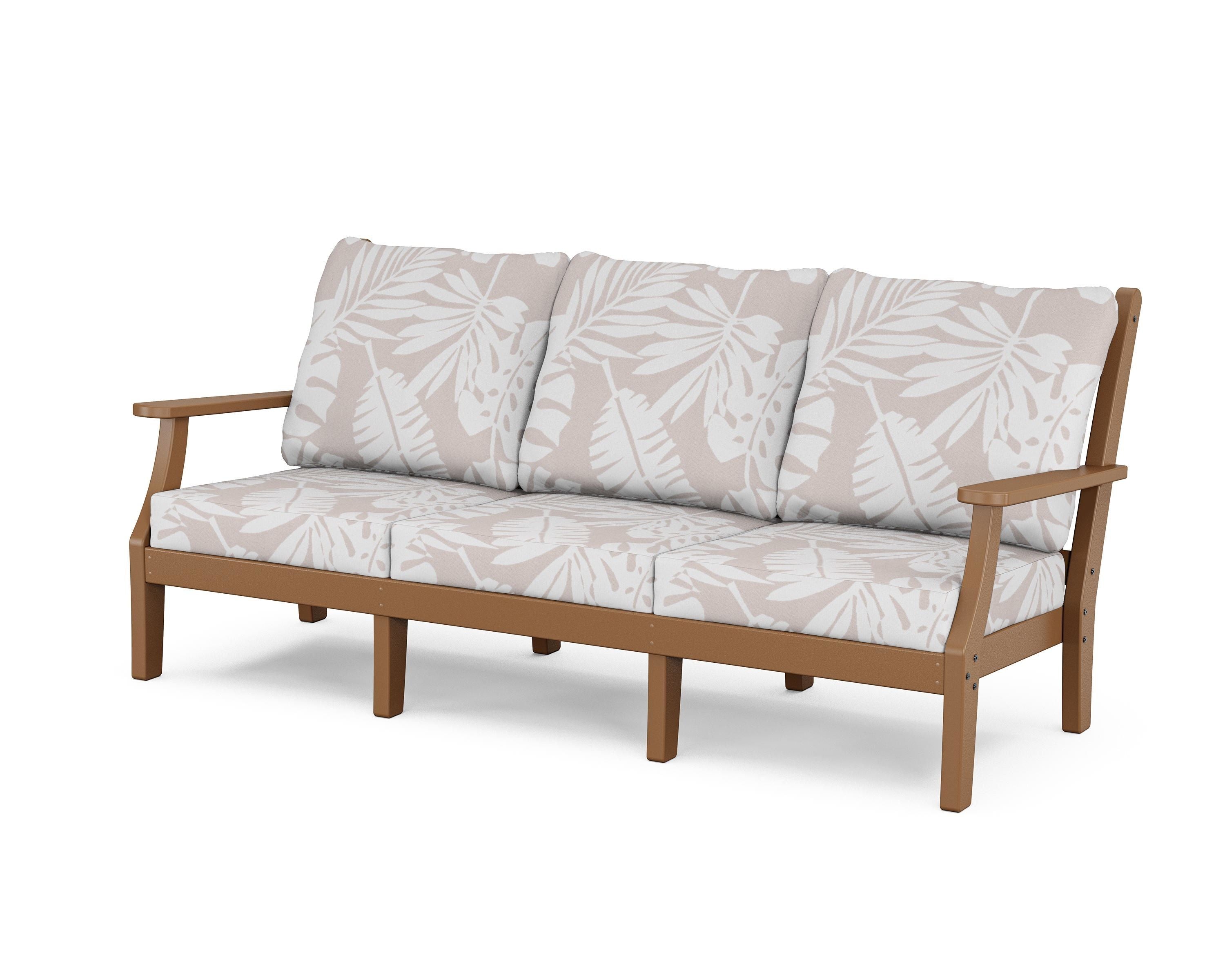 Country Living Wovendale Deep Seating Sofa in Teak / Leaf Dune Burlap