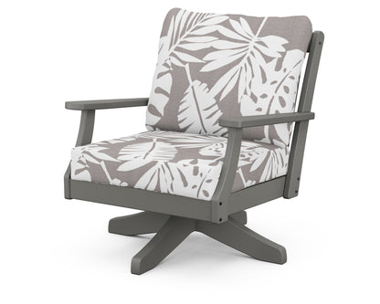 POLYWOOD® Braxton Deep Seating Swivel Chair in Slate Grey / Leaf Grey Mist