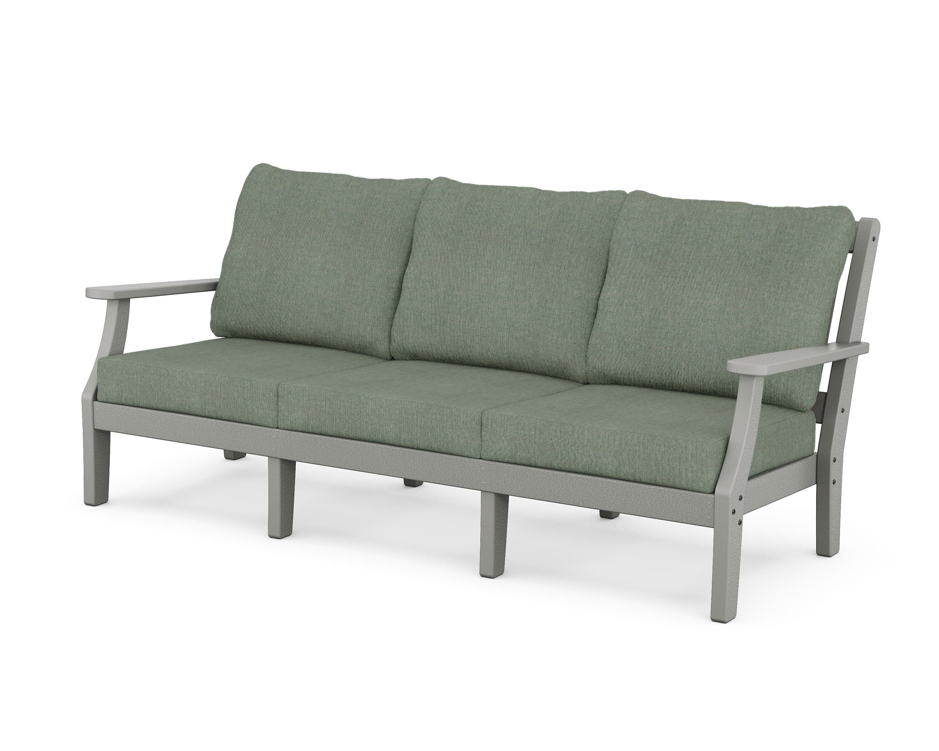 Martha Stewart by POLYWOOD® Chinoiserie Deep Seating Sofa in Slate Grey / Cast Sage