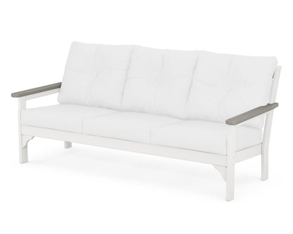 POLYWOOD® Vineyard Deep Seating Sofa in White / Driftwood / Natural