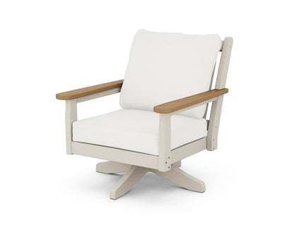 POLYWOOD® Chippendale Deep Seating Swivel Chair in Sand / Natural / Natural Linen