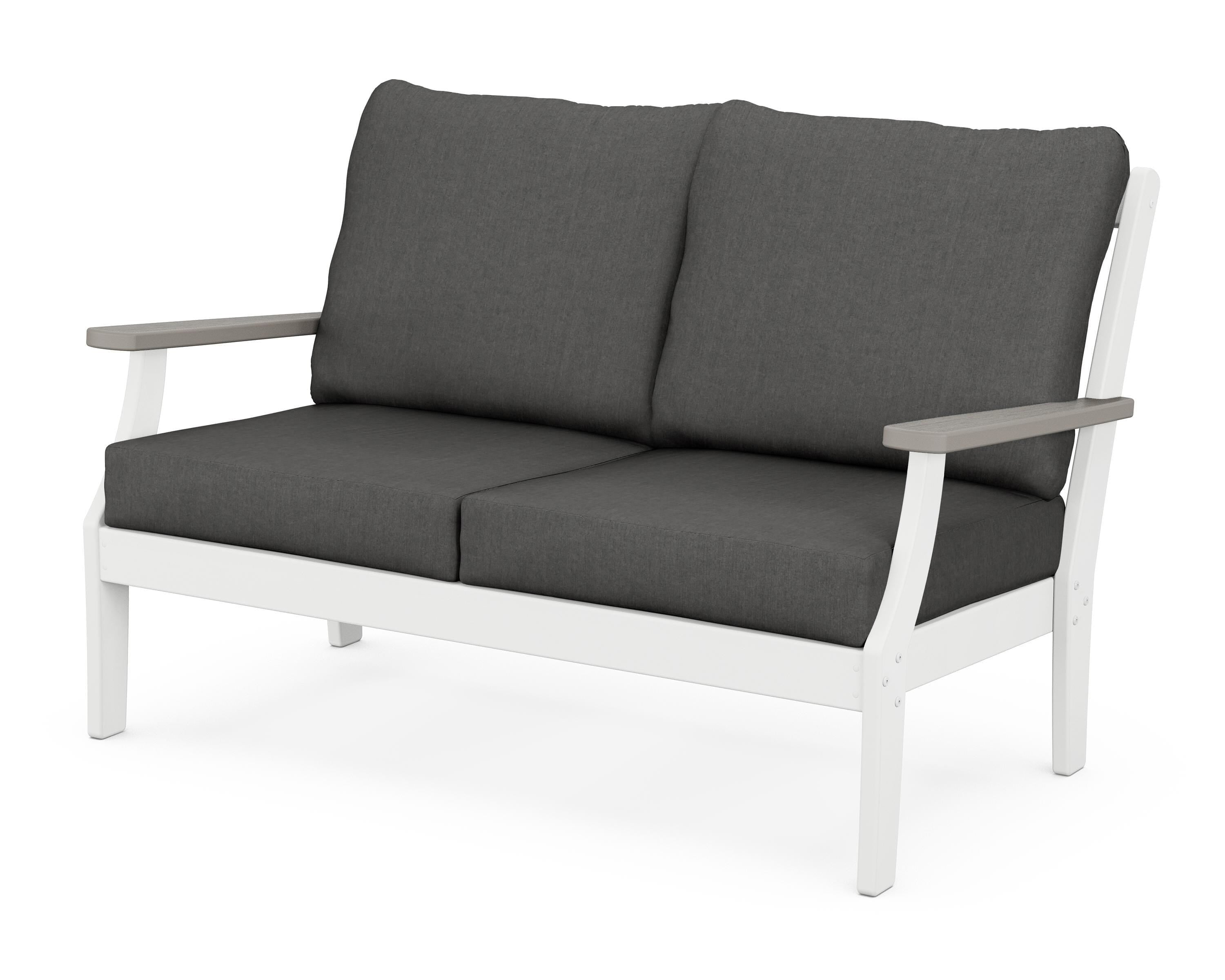 POLYWOOD® Braxton Deep Seating Loveseat in White / Driftwood / Spectrum Carbon