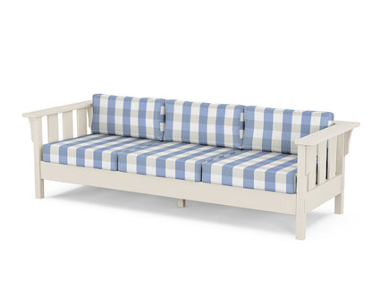 Martha Stewart by POLYWOOD® Acadia Deep Seating Sofa in Sand / Buffalo Plaid Sky Blue