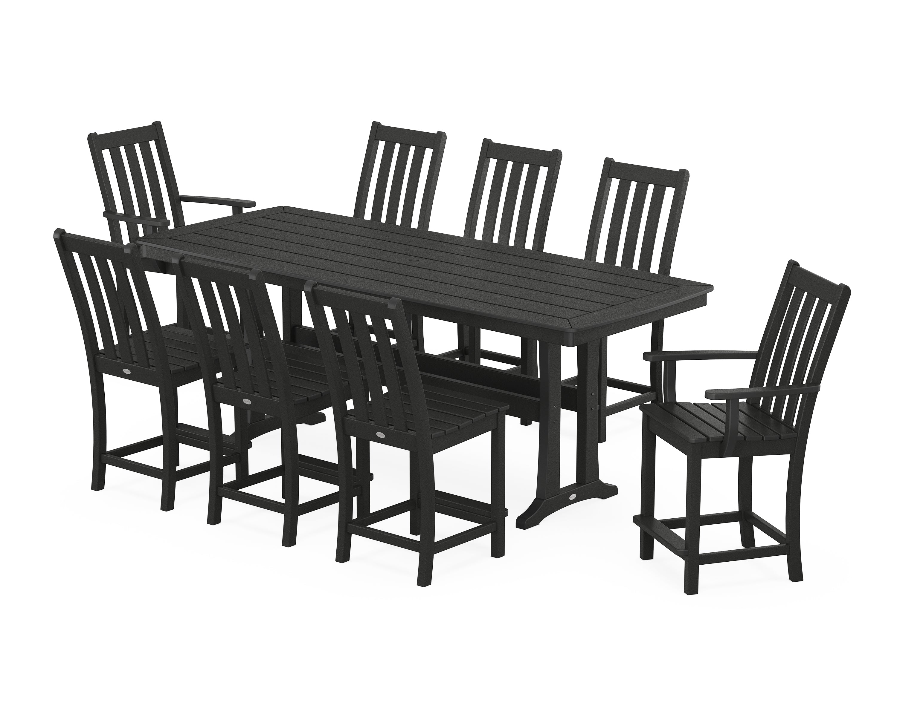 POLYWOOD® Vineyard 9-Piece Counter Set with Trestle Legs in Black
