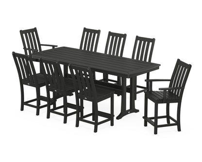 POLYWOOD® Vineyard 9-Piece Counter Set with Trestle Legs in Black