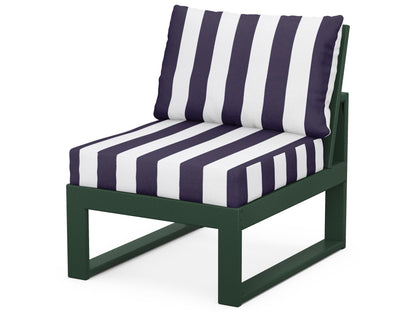 Unbranded Modular Armless Chair in Green / Cabana Stripe Navy