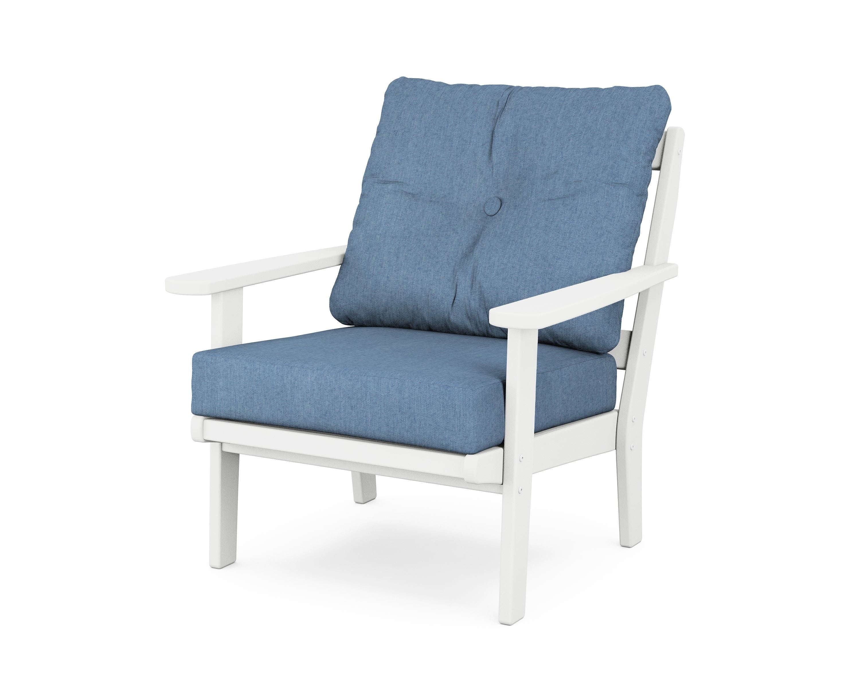 POLYWOOD® Mission Deep Seating Chair in White / Sky Blue