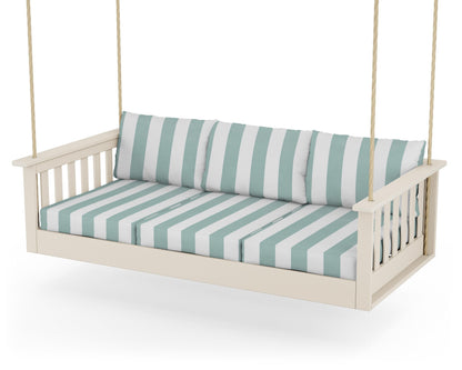 POLYWOOD® Vineyard Daybed Swing in Sand / Cabana Stripe Glacier Spa