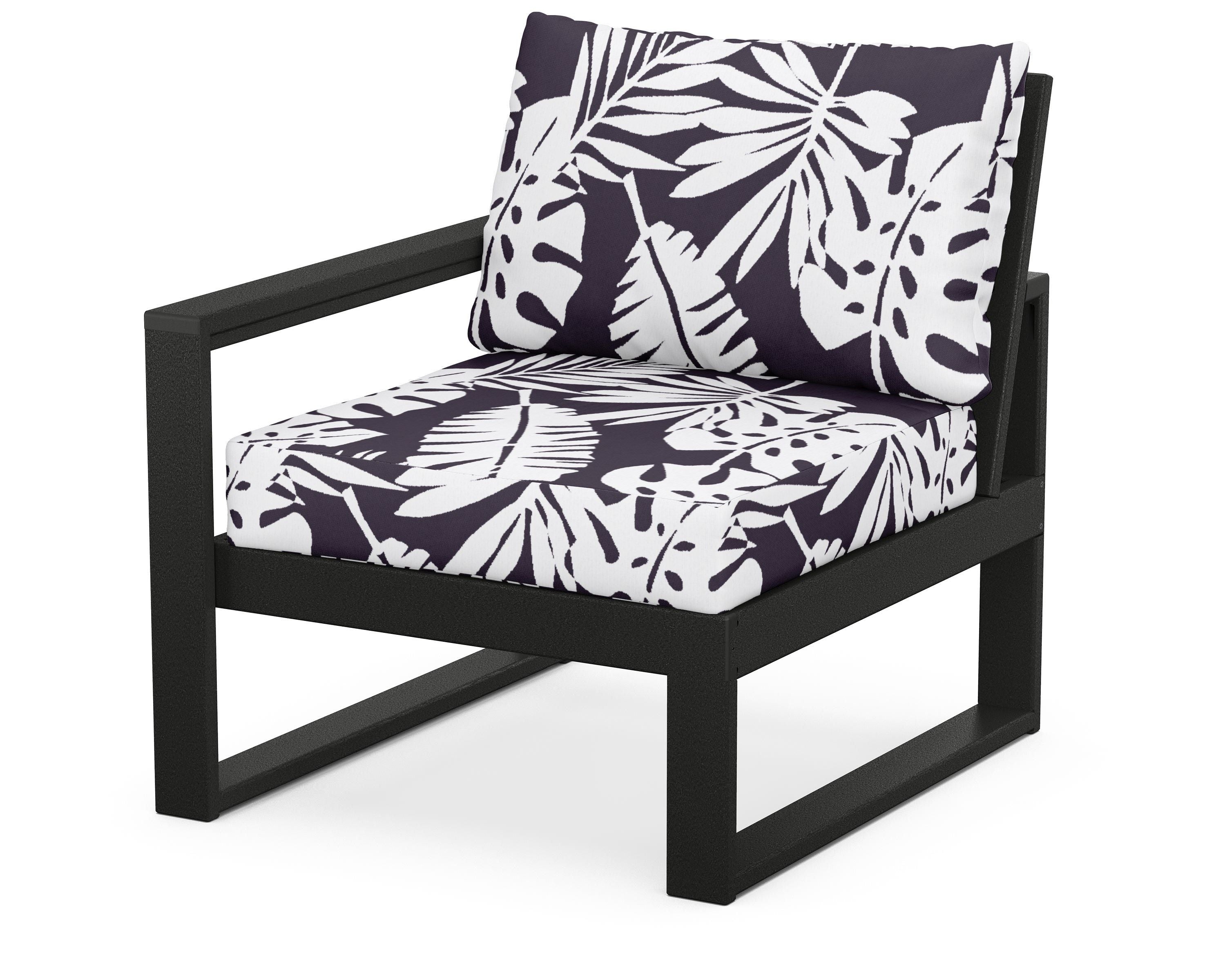 POLYWOOD® EDGE Modular Left Arm Chair in Black / Leaf Navy
