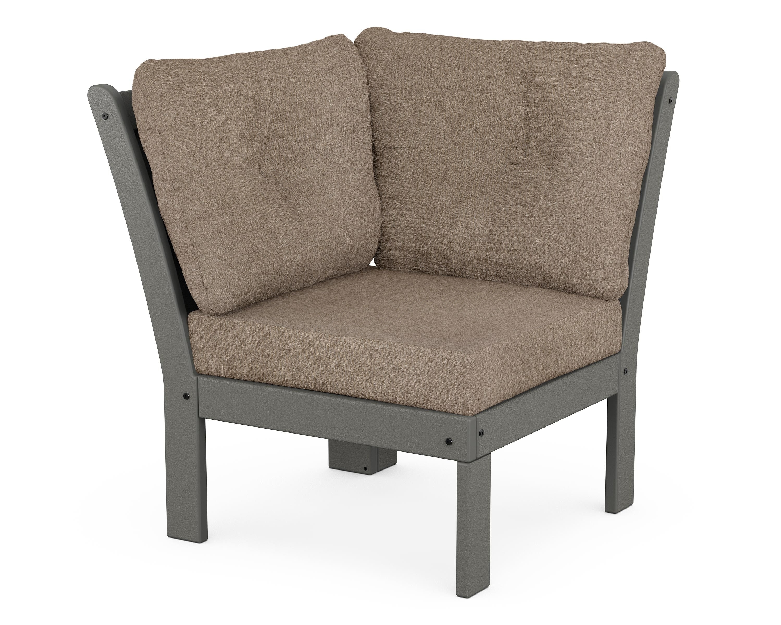 POLYWOOD® Vineyard Modular Corner Chair in Slate Grey / Spiced Burlap