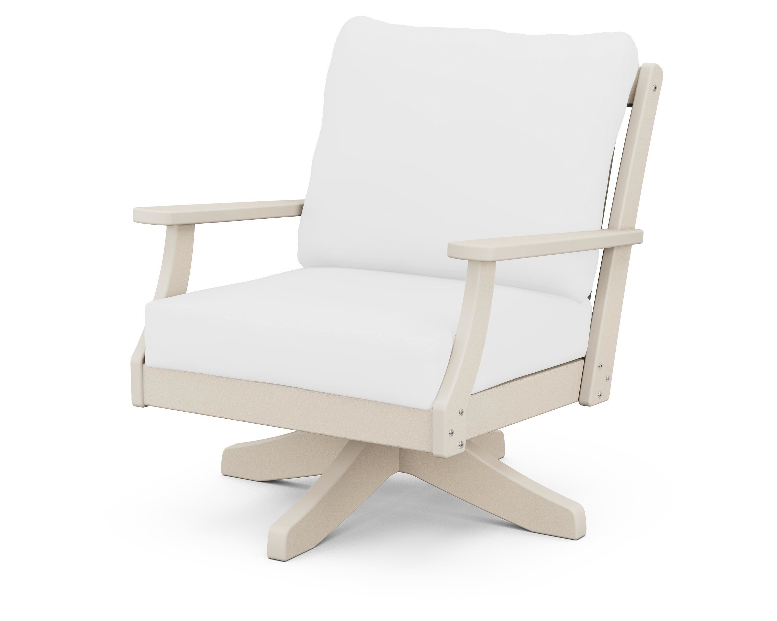 POLYWOOD® Braxton Deep Seating Swivel Chair in Sand / Natural