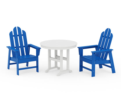 POLYWOOD® Long Island 3-Piece Round Dining Set in Pacific Blue / White