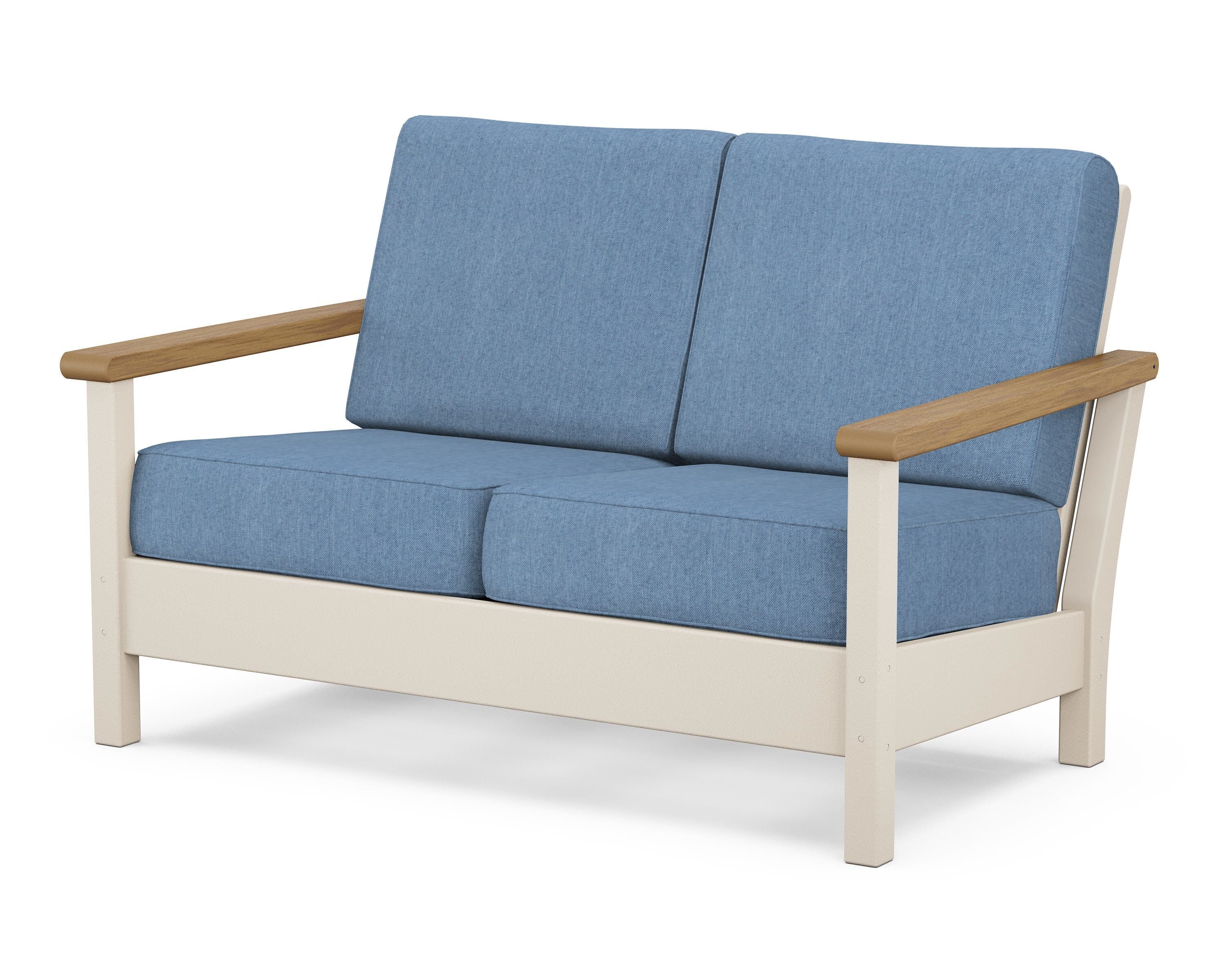 POLYWOOD® Harbour Deep Seating Loveseat in Sand / Natural / Sky Blue