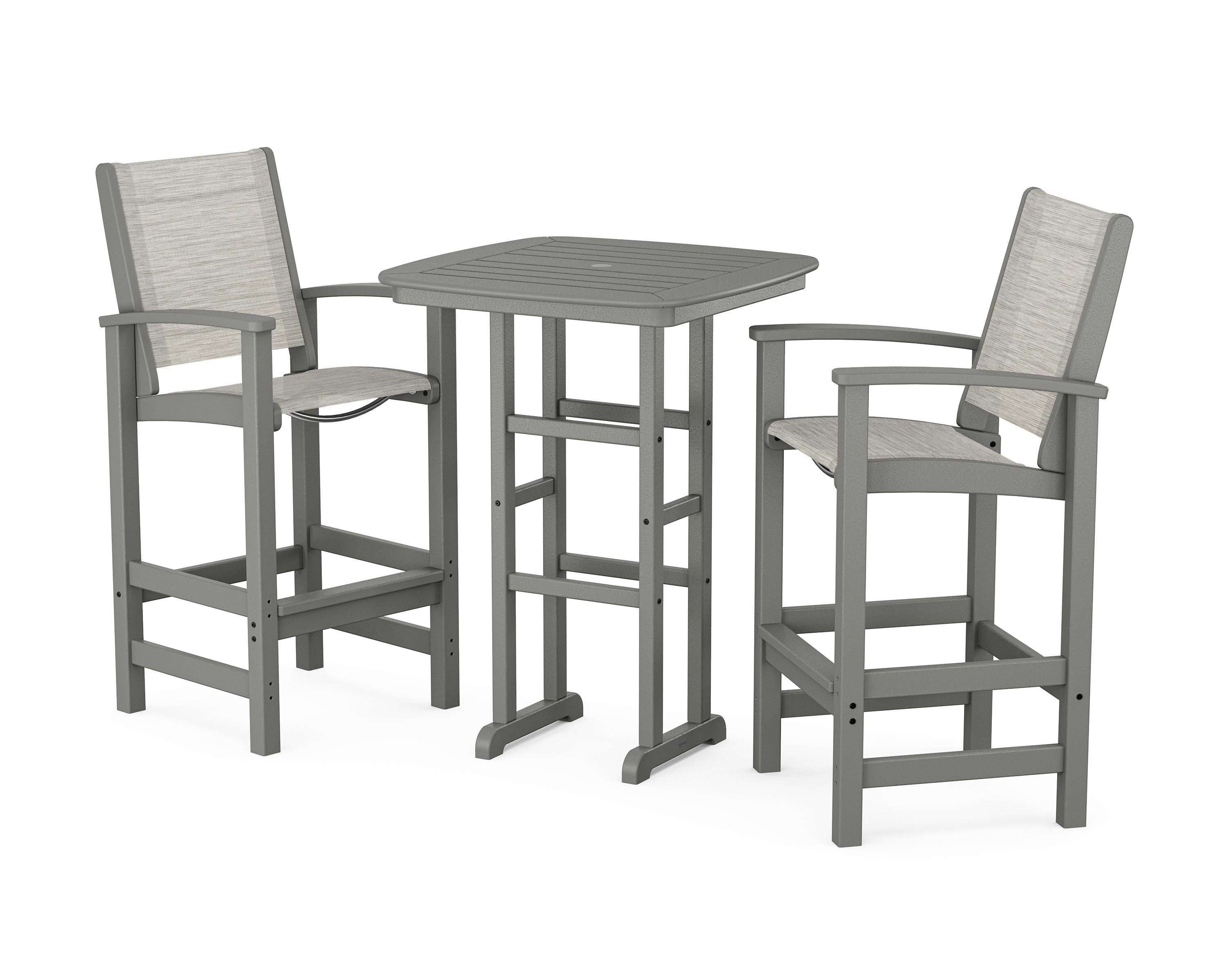 POLYWOOD® Coastal 3-Piece Bar Set in Slate Grey / Birch Sling