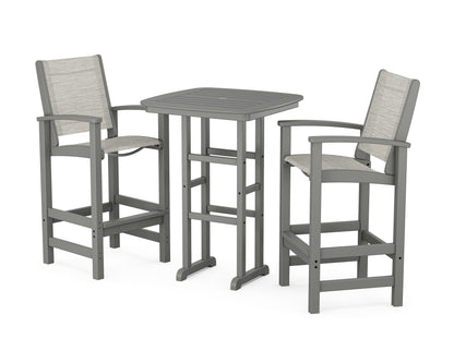 POLYWOOD® Coastal 3-Piece Bar Set in Slate Grey / Birch Sling