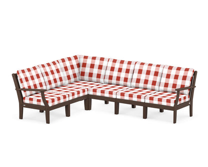 POLYWOOD® Braxton Modular 6-Piece Deep Seating Set in Mahogany / Buffalo Plaid Crimson