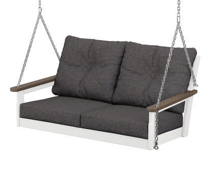POLYWOOD® Vineyard Deep Seating Swing in White / Kona / Ash Charcoal