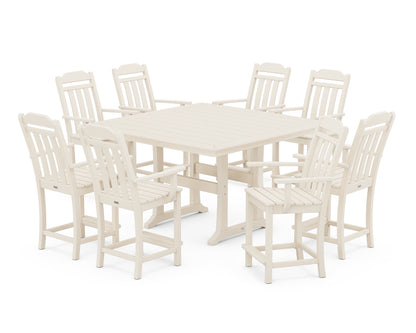 Country Living Cottage 9-Piece Square Counter Set with Trestle Legs in Sand